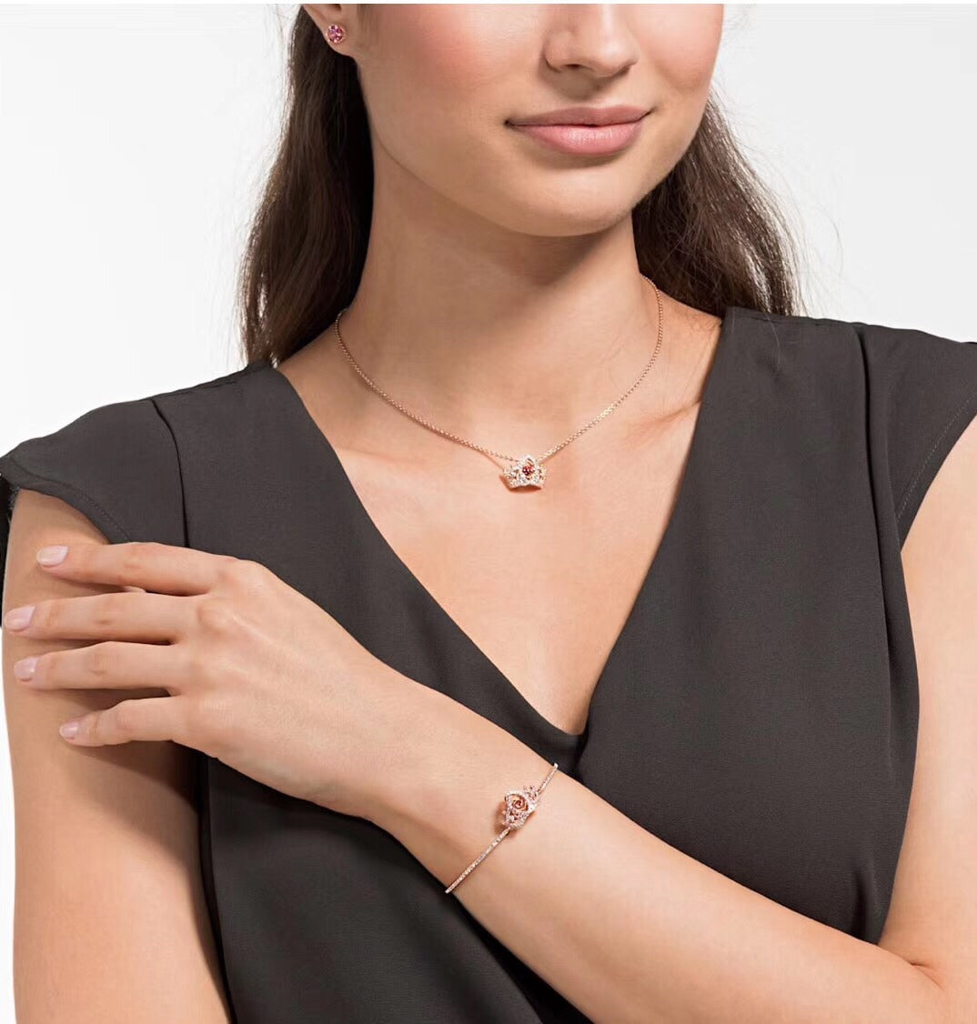 Crown Open Bangle in Polished Metal-Tone detail view