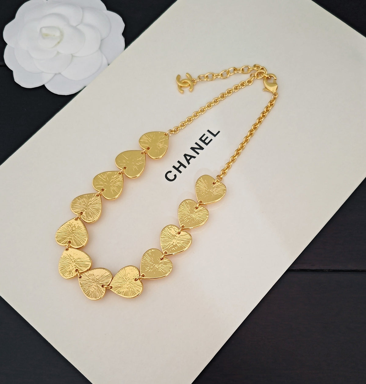 Heart Pendant Necklace in Gold-Tone – Heart Detail close-up detail