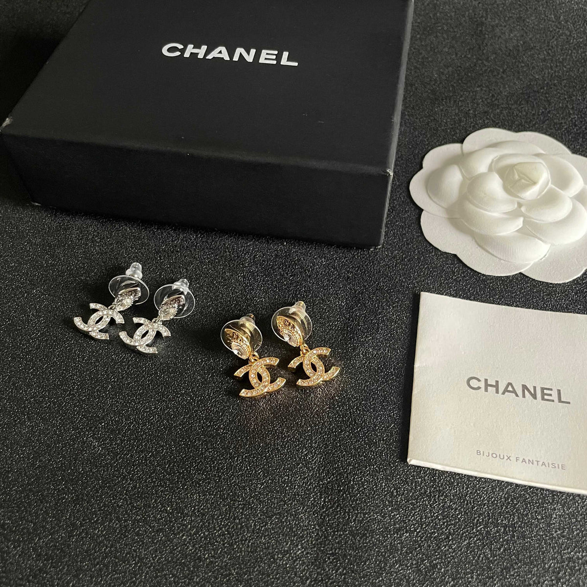Signature Emblem Stud Earrings in Polished Metal-Tone – Design 042 side detail