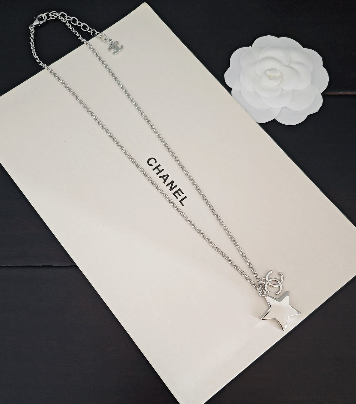 Signature Emblem Pendant Necklace in Gold-Tone – White Detail – Design 008 side detail
