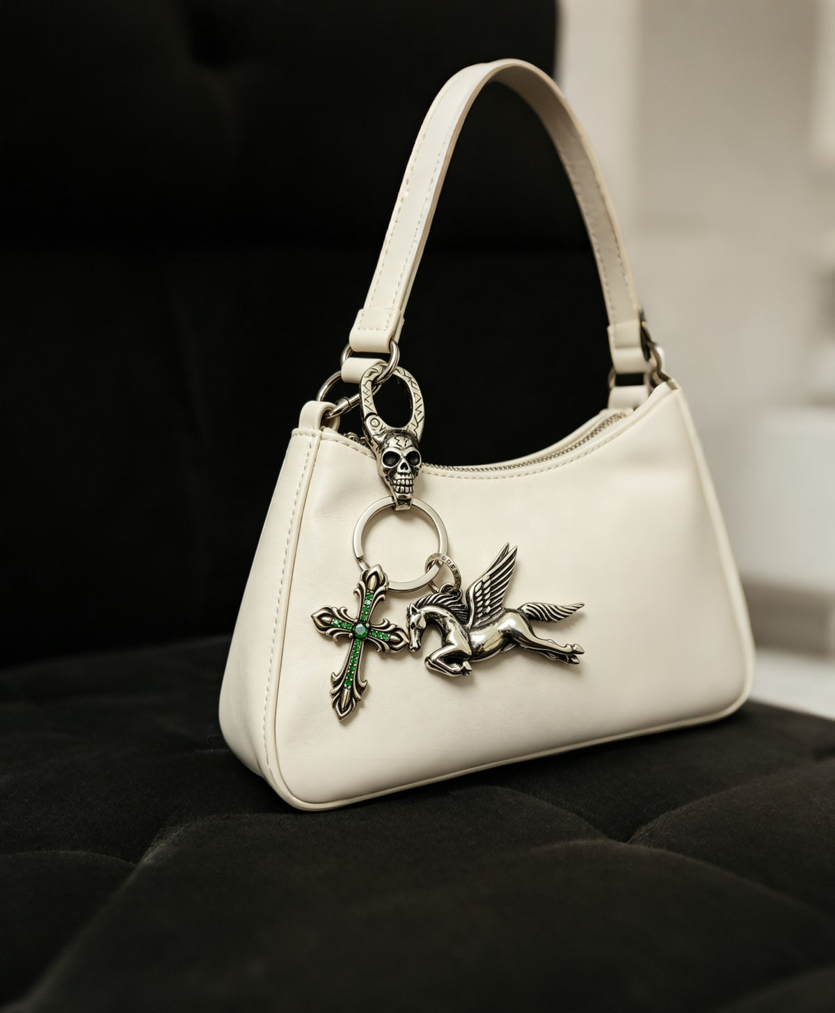 Cross Keychain in Antique Silver-Tone – Design 01 main product view