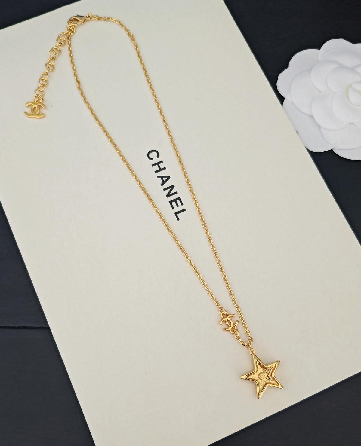 Signature Emblem Pendant Necklace in Gold-Tone – Blue Detail – Design 002 close-up detail