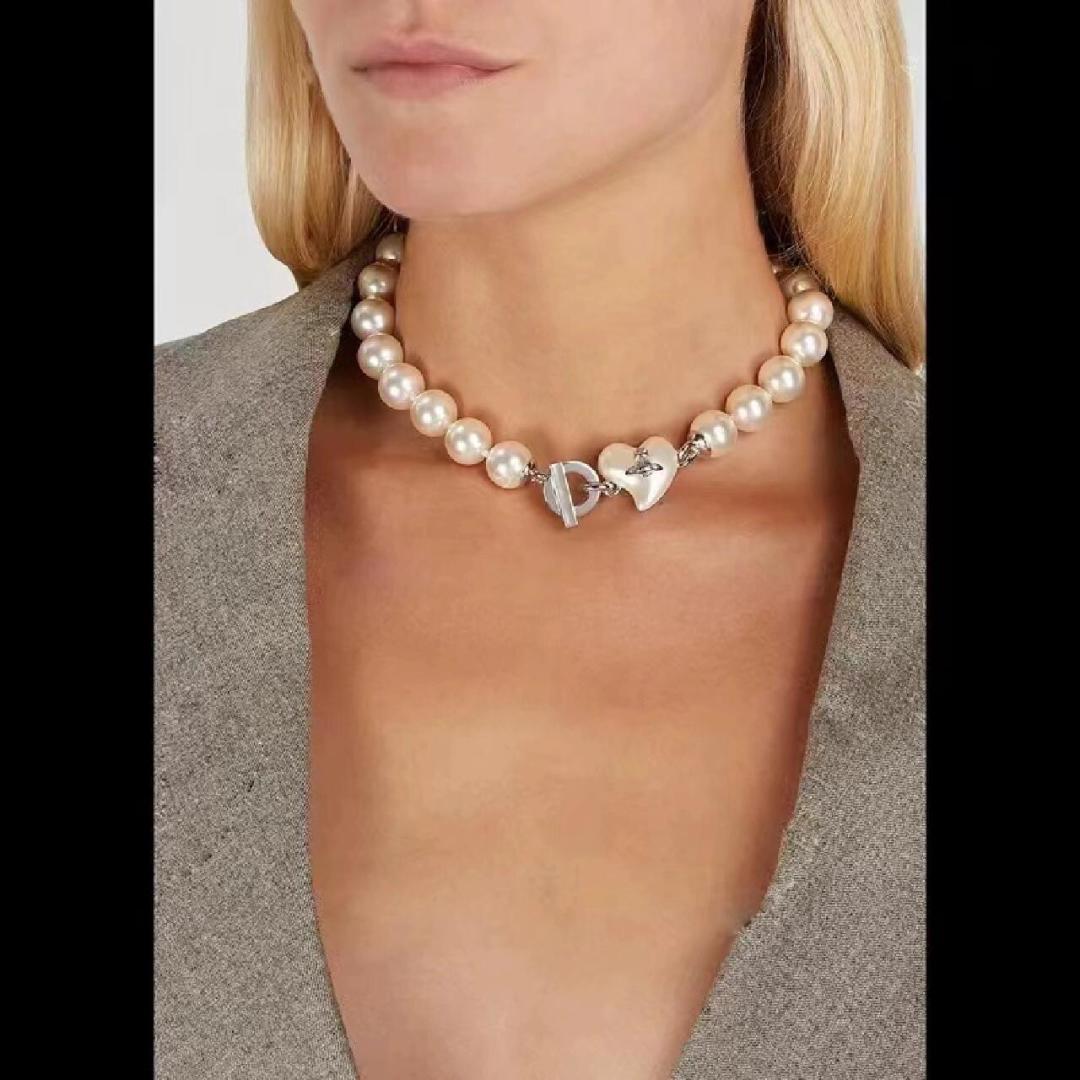 Orb Pendant Necklace in Polished Metal-Tone – Pearl Detail – Design 017 close-up detail