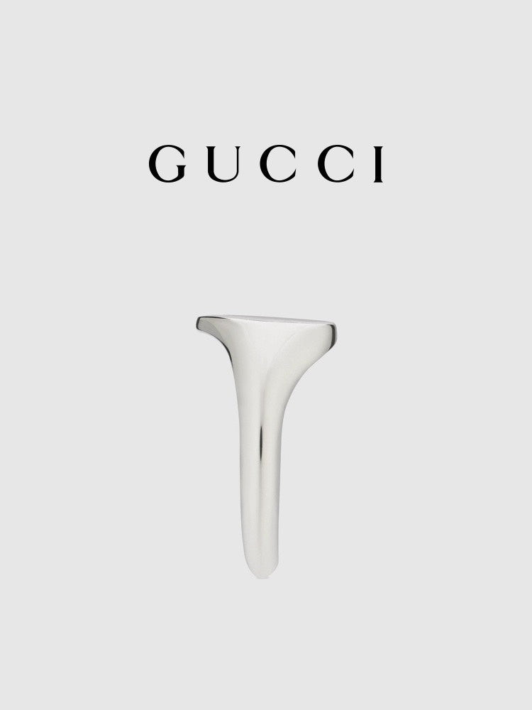 Double-G Emblem Statement Ring in Polished Metal-Tone – Design 001 close-up detail