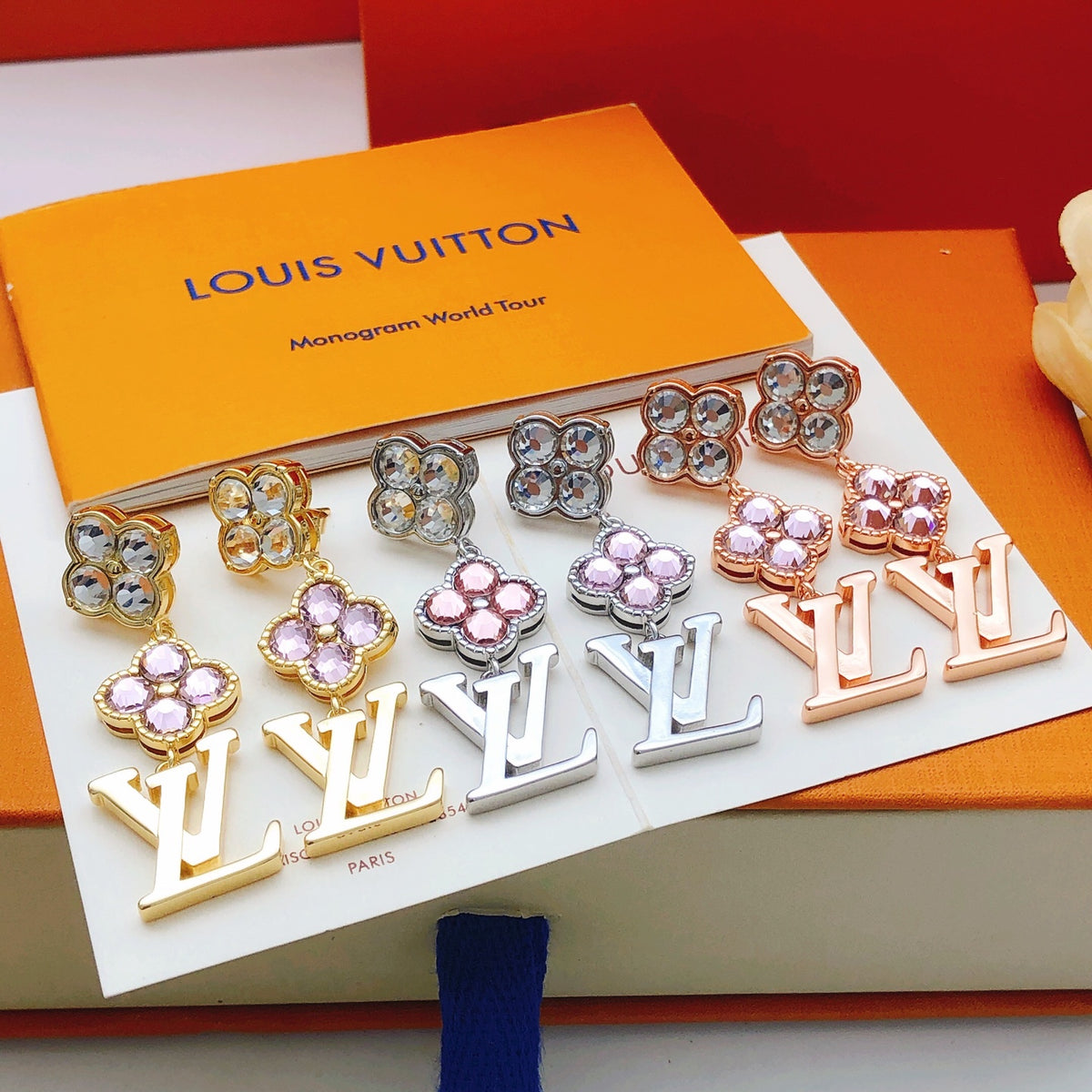 Floral Stud Earrings in Gold-Tone – Design 004 main product view