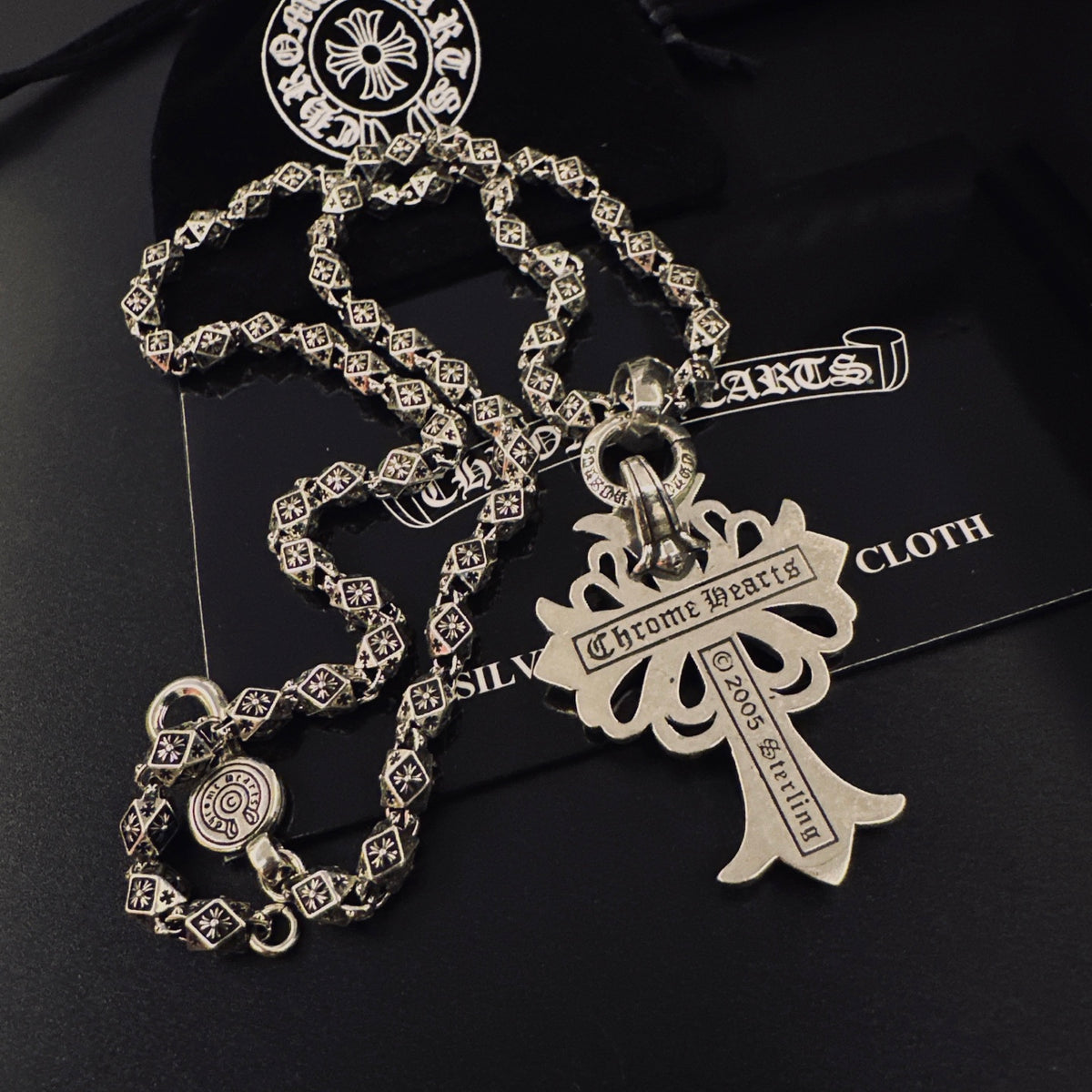 Gothic Emblem Pendant Necklace in Metal-Tone – Design 18 detail view