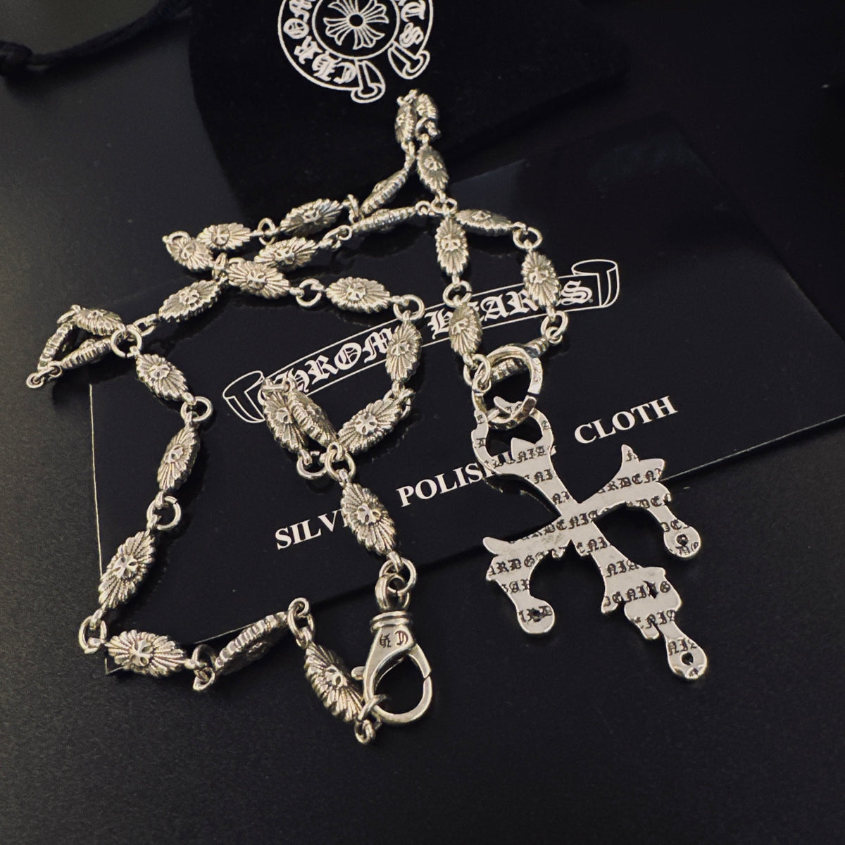 Gothic Emblem Pendant Necklace in Metal-Tone – Design 16 front product view