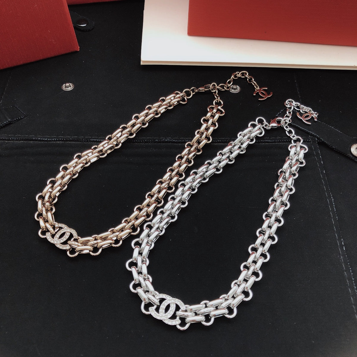 Signature Emblem Pendant Necklace in Silver-Tone – Design 001 styled product view
