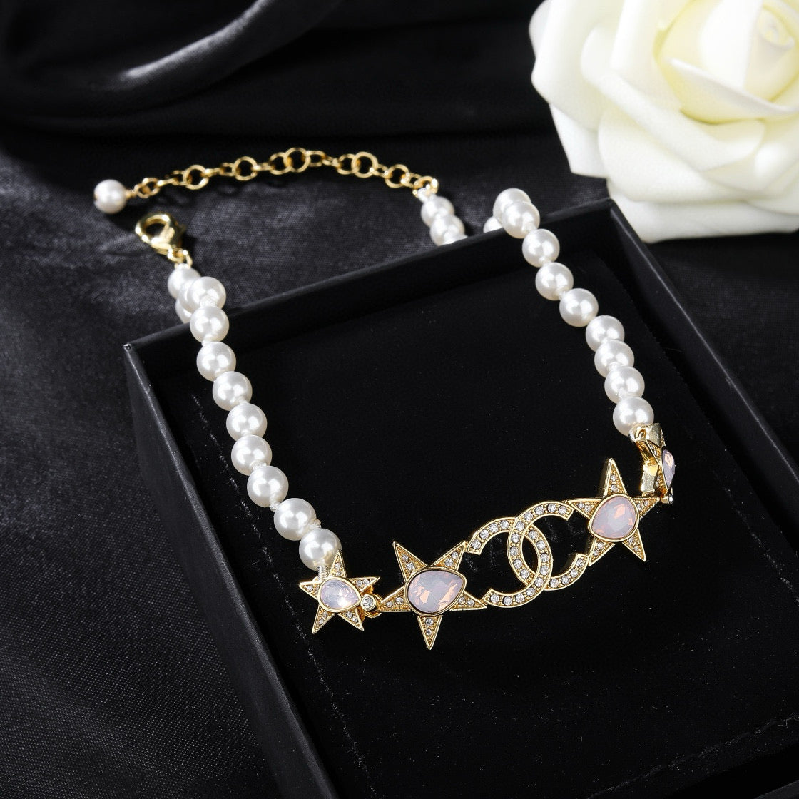 Double-C Emblem Pendant Necklace in Gold-Tone – Design 017 front product view