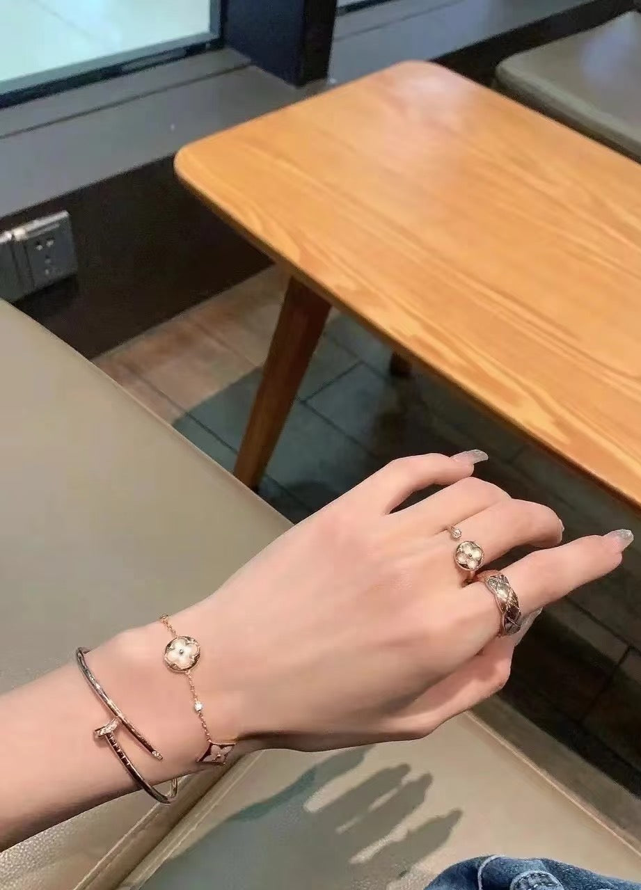 Geometric Emblem Bracelet in Polished Metal-Tone – Design 014 main product view