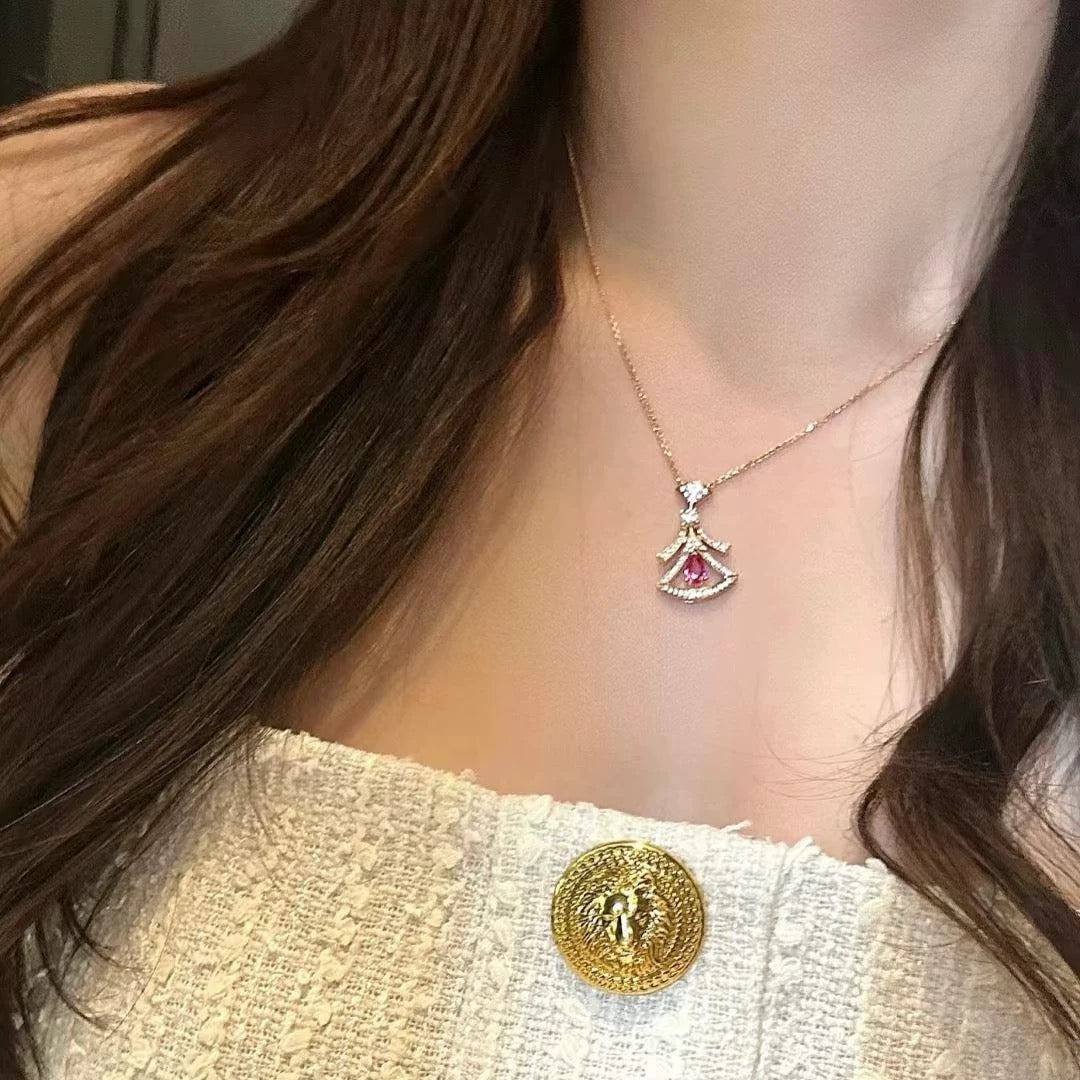 Geometric Emblem Pendant Necklace in Rose-Gold-Tone – Rose Gold Detail – Design 002 front product view