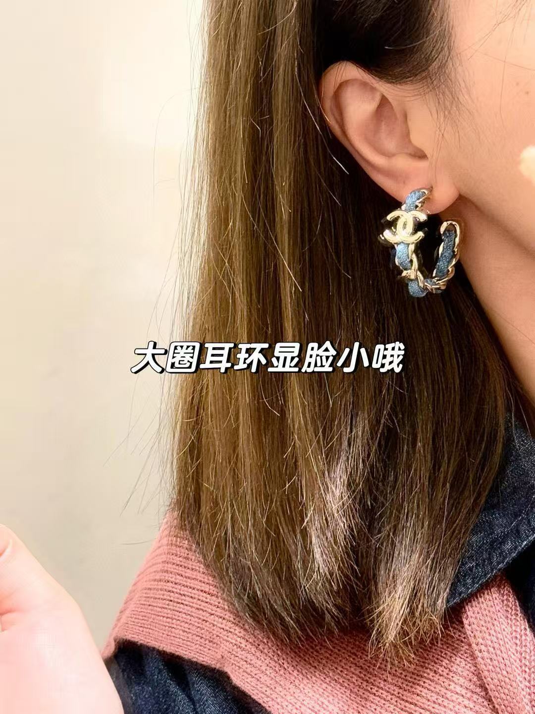 Signature Emblem Crystal-Accent Stud Earrings – Blue Detail main product view