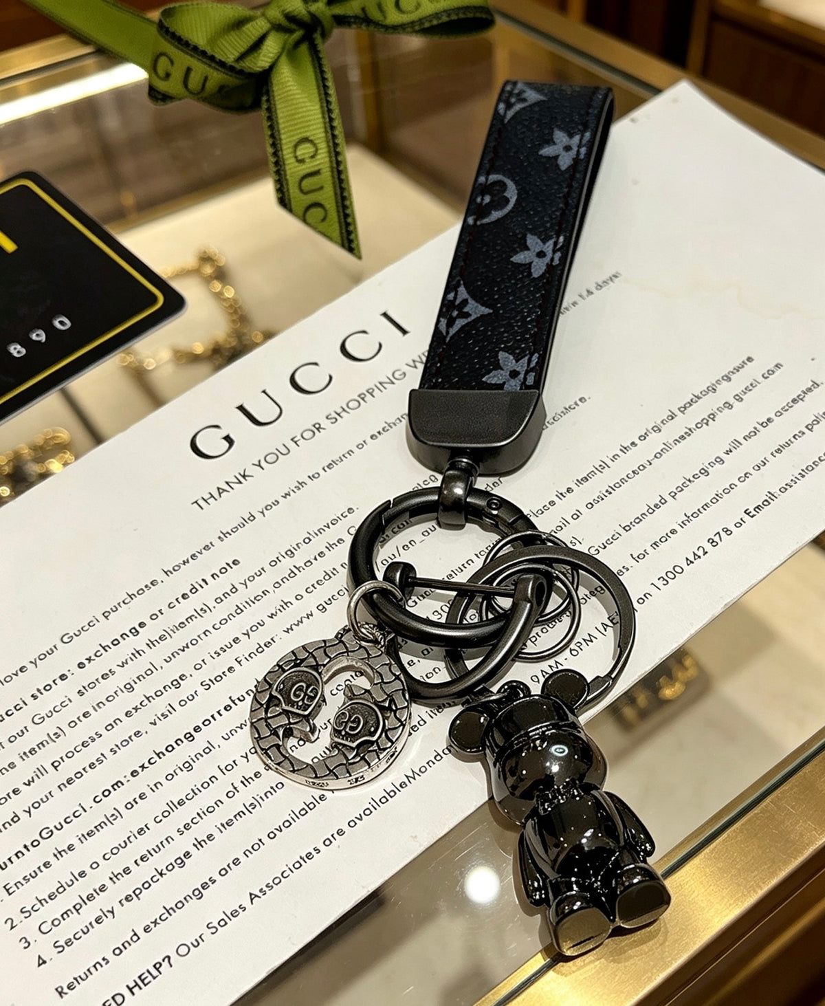 Double-G Emblem Keychain in Polished Metal-Tone – Design 051 styled product view