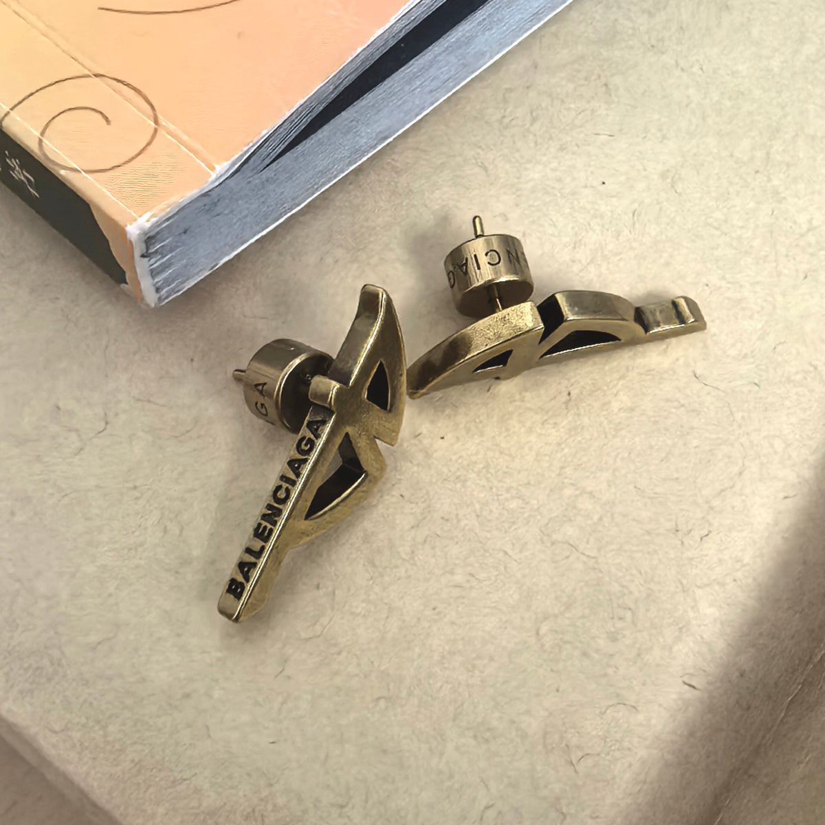 Ring Motif Statement Earrings in Gold-Tone – Vintage Detail – Design 002 styled product view