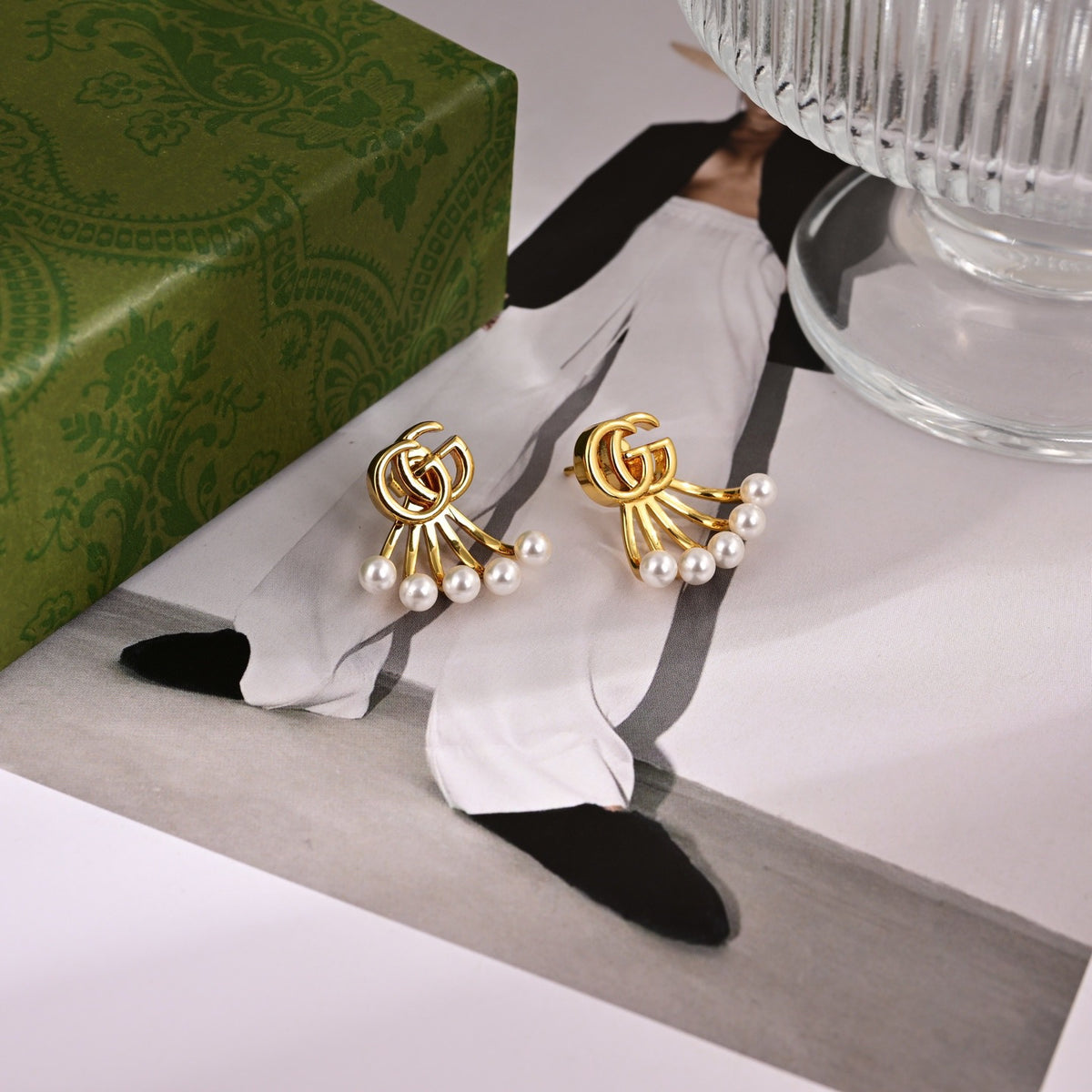 Geometric Emblem Stud Earrings in Polished Metal-Tone – Design 046 main product view
