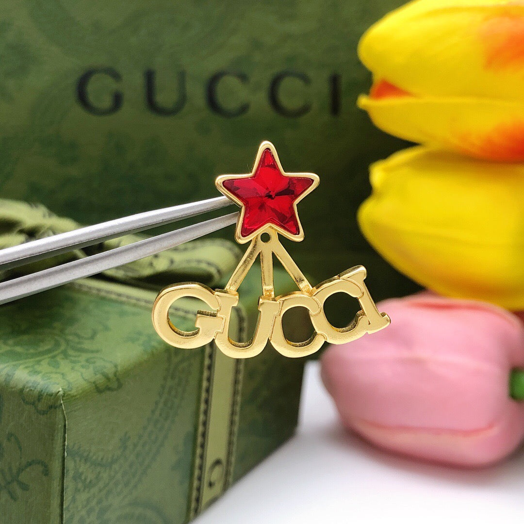 Star Statement Earrings in Polished Metal-Tone – Crystal Detail – Design 002 main product view
