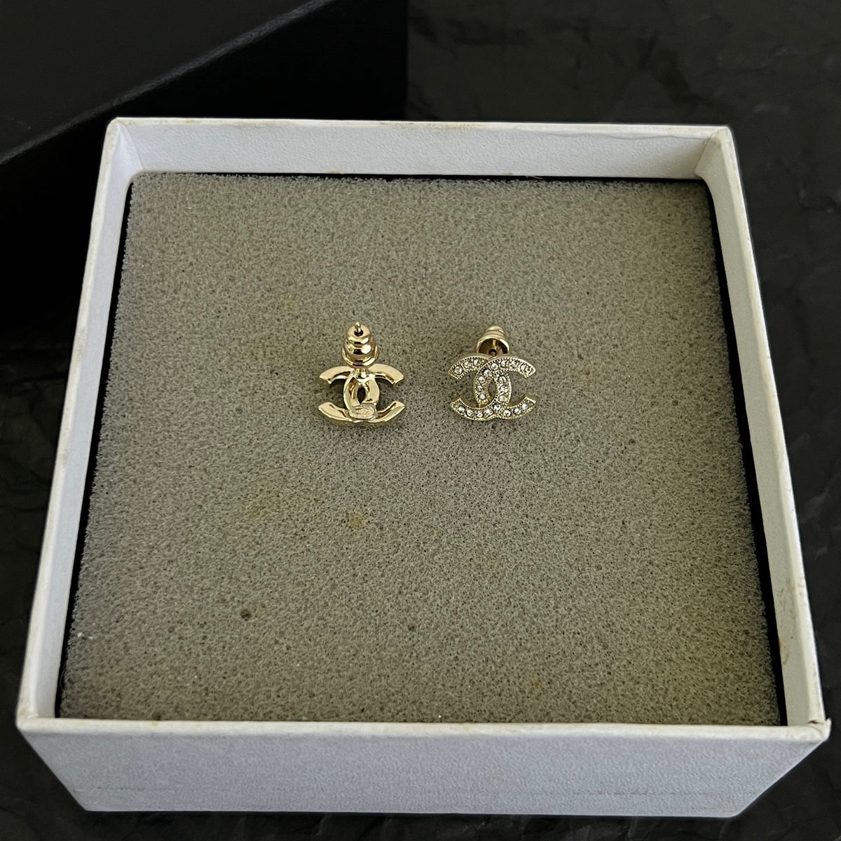 Signature Emblem Stud Earrings in Polished Metal-Tone – Design 124 styled product view