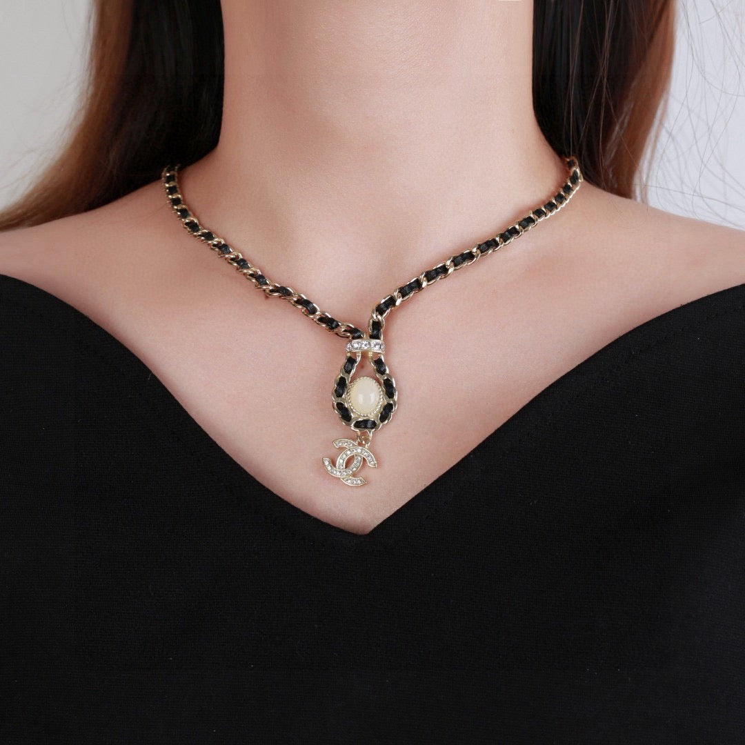 Signature Emblem Pendant Necklace in Gold-Tone – Design 076 styled product view