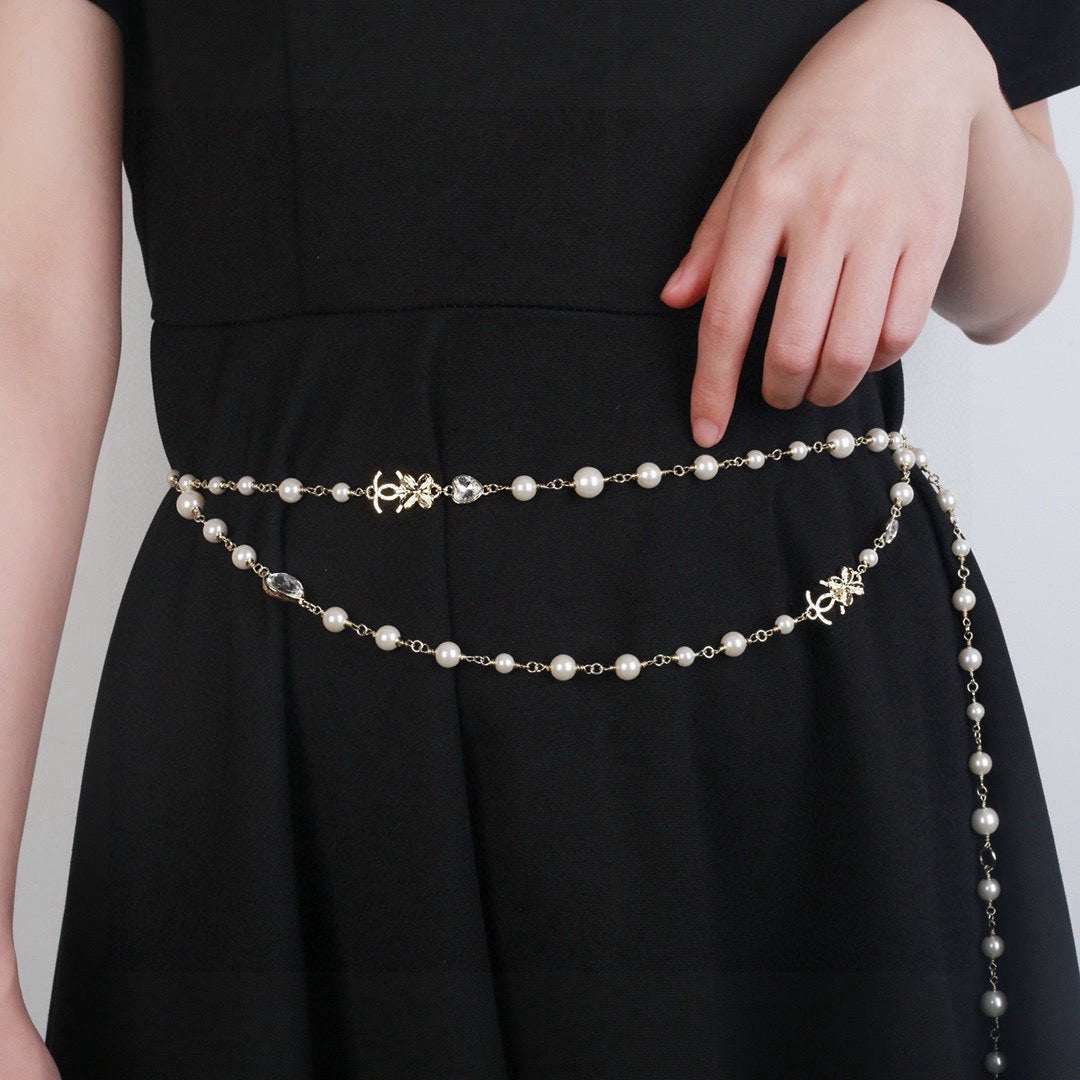 Heart Jewelry Accessory in Polished Metal-Tone – Pearl Detail – Design 002 front product view