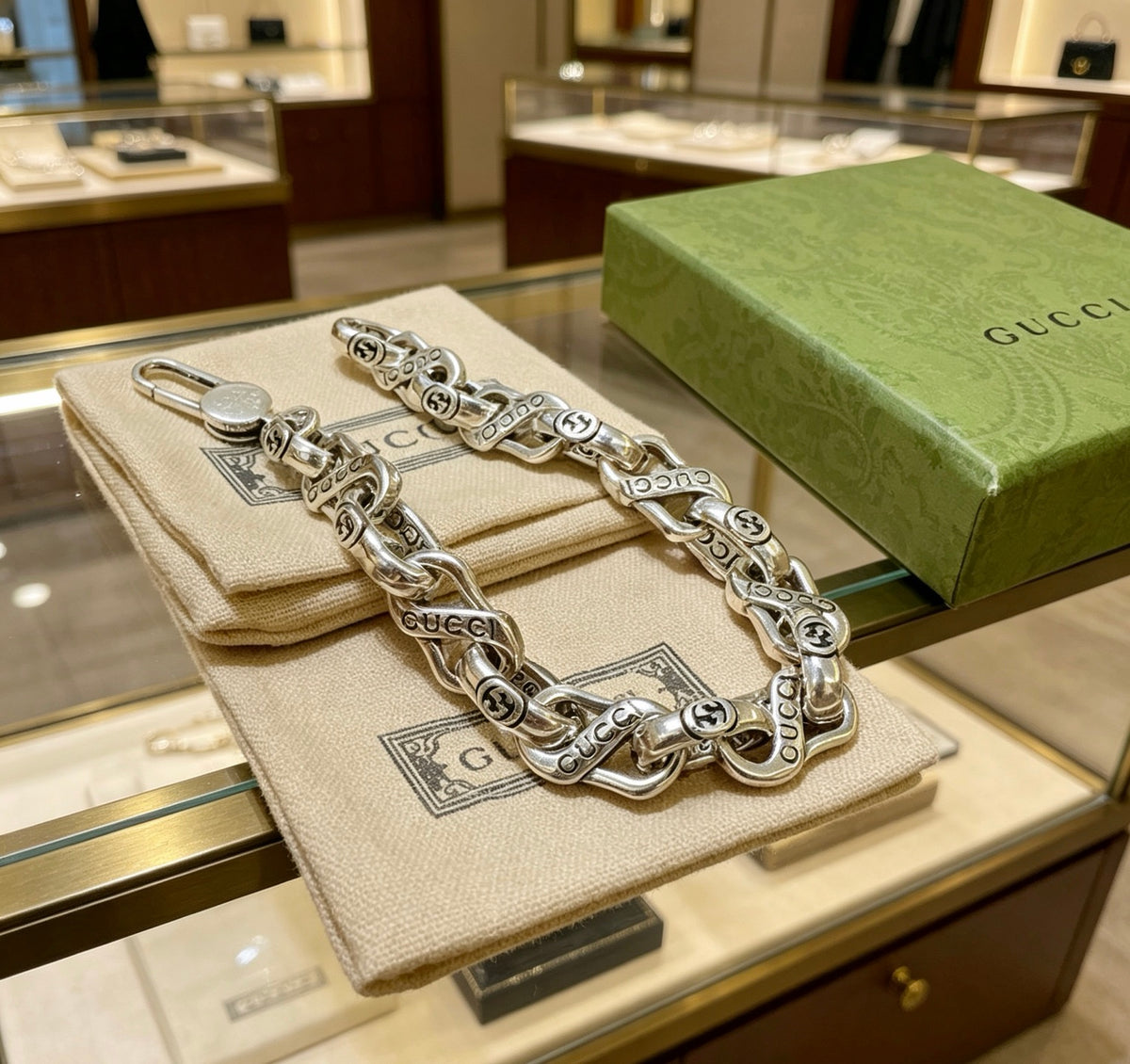 Geometric Emblem Bracelet in Polished Metal-Tone – Design 046 detail view