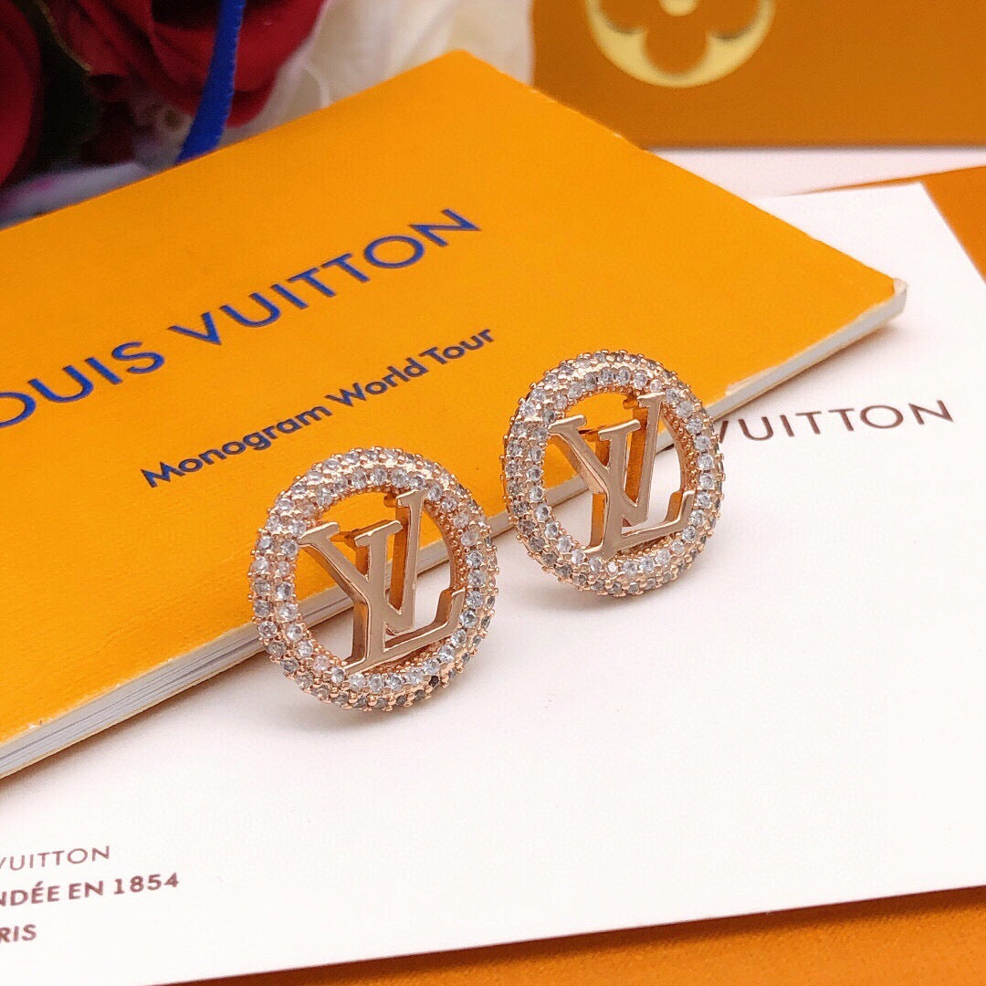 Round Stud Earrings in Silver-Tone – Silver Detail – Design 003 front product view