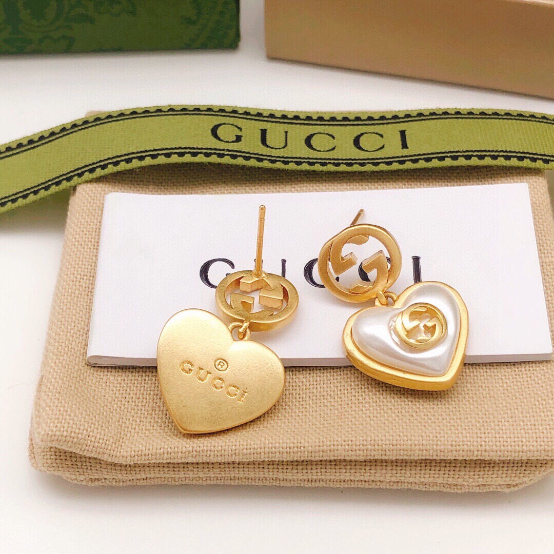 Heart Stud Earrings in Silver-Tone – Crystal Detail detail view