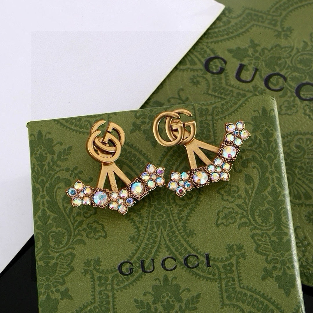 Double-G Emblem Stud Earrings in Gold-Tone – Design 004 main product view