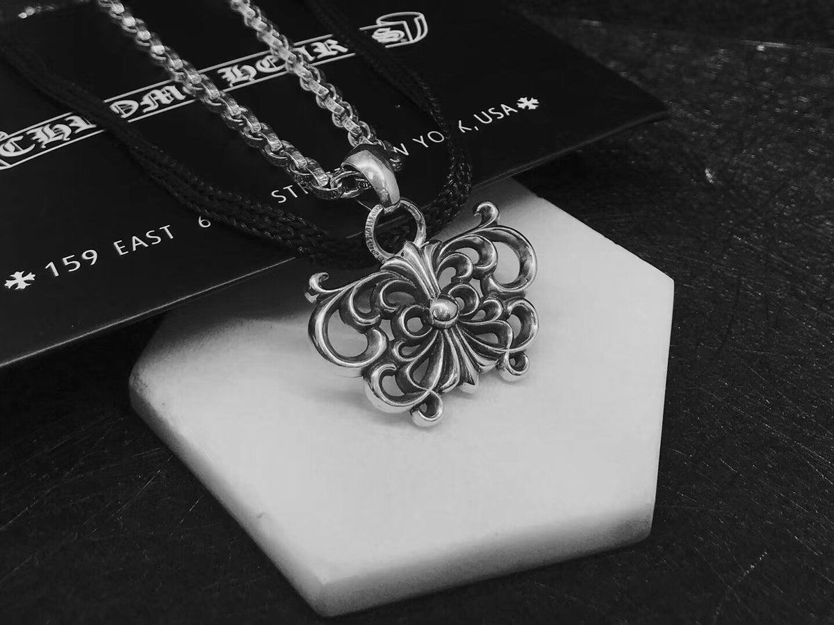 Gothic Emblem Pendant Necklace in Metal-Tone – Design 40 main product view