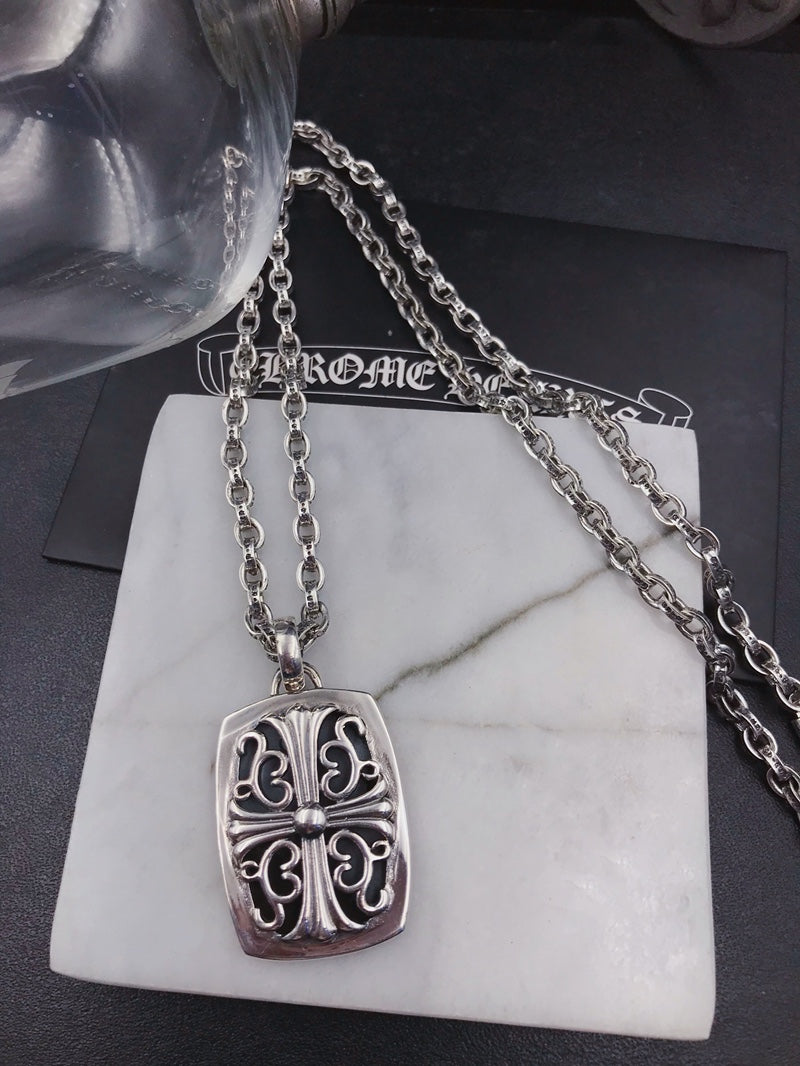 Cross Pendant Necklace in Antique Silver-Tone – Design 17 main product view