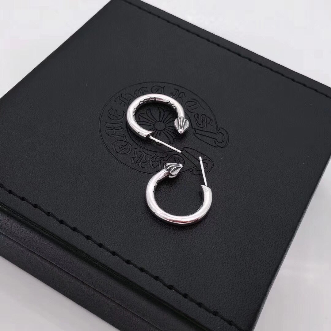 Signature Emblem Statement Earrings in Polished Metal-Tone – Design 034 detail view