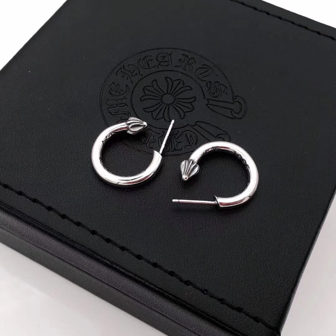 Signature Emblem Statement Earrings in Polished Metal-Tone – Design 034 main product view