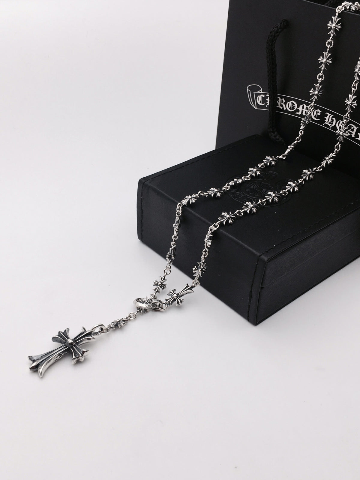 Signature Emblem Pendant Necklace in Polished Metal-Tone – Design 107 front product view