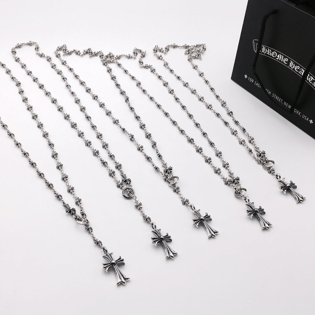 Cross Pendant Necklace in Metal-Tone – Design 07 detail view