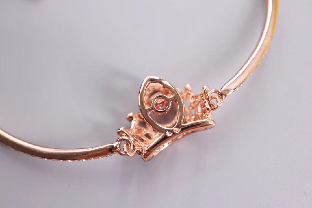 Crown Open Bangle in Polished Metal-Tone front product view