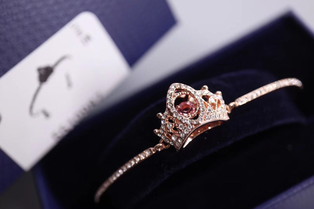 Crown Open Bangle in Polished Metal-Tone styled product view