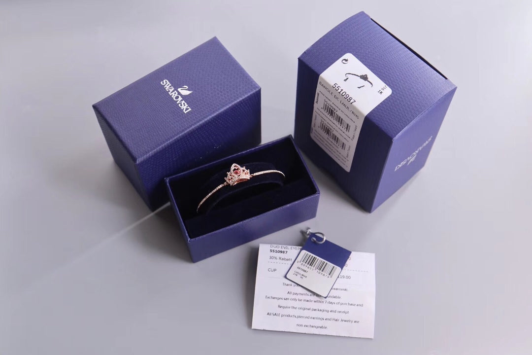 Crown Open Bangle in Polished Metal-Tone front product view