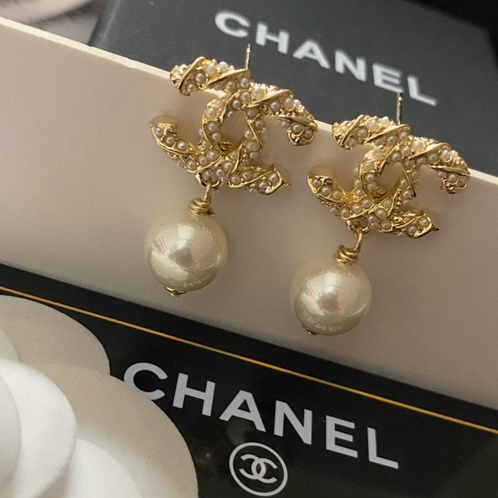 Letter Pearl-Detail Stud Earrings – Pearl Detail – Design 006 main product view
