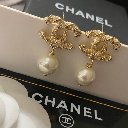 Letter Pearl-Detail Stud Earrings – Pearl Detail – Design 006 main product view