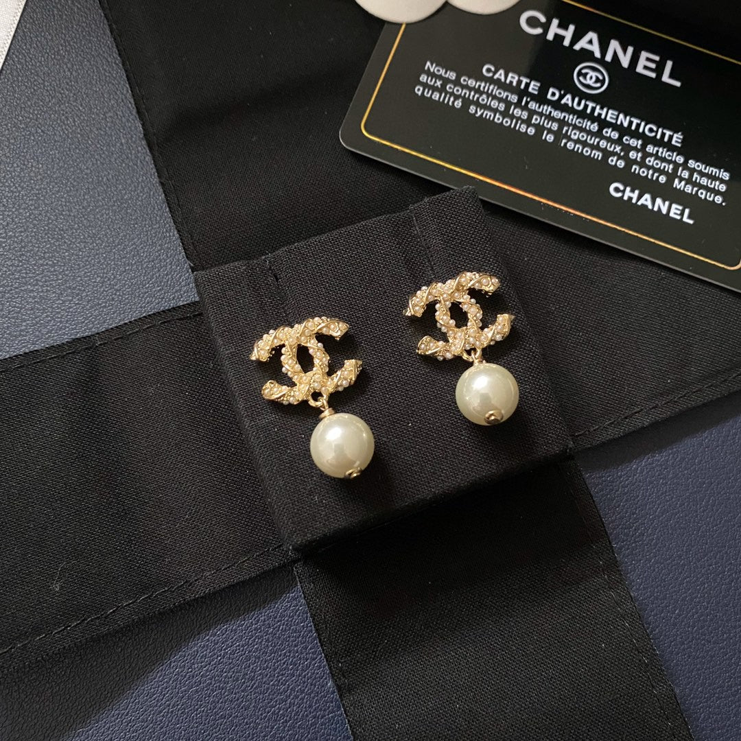 Letter Pearl-Detail Stud Earrings – Pearl Detail – Design 006 styled product view