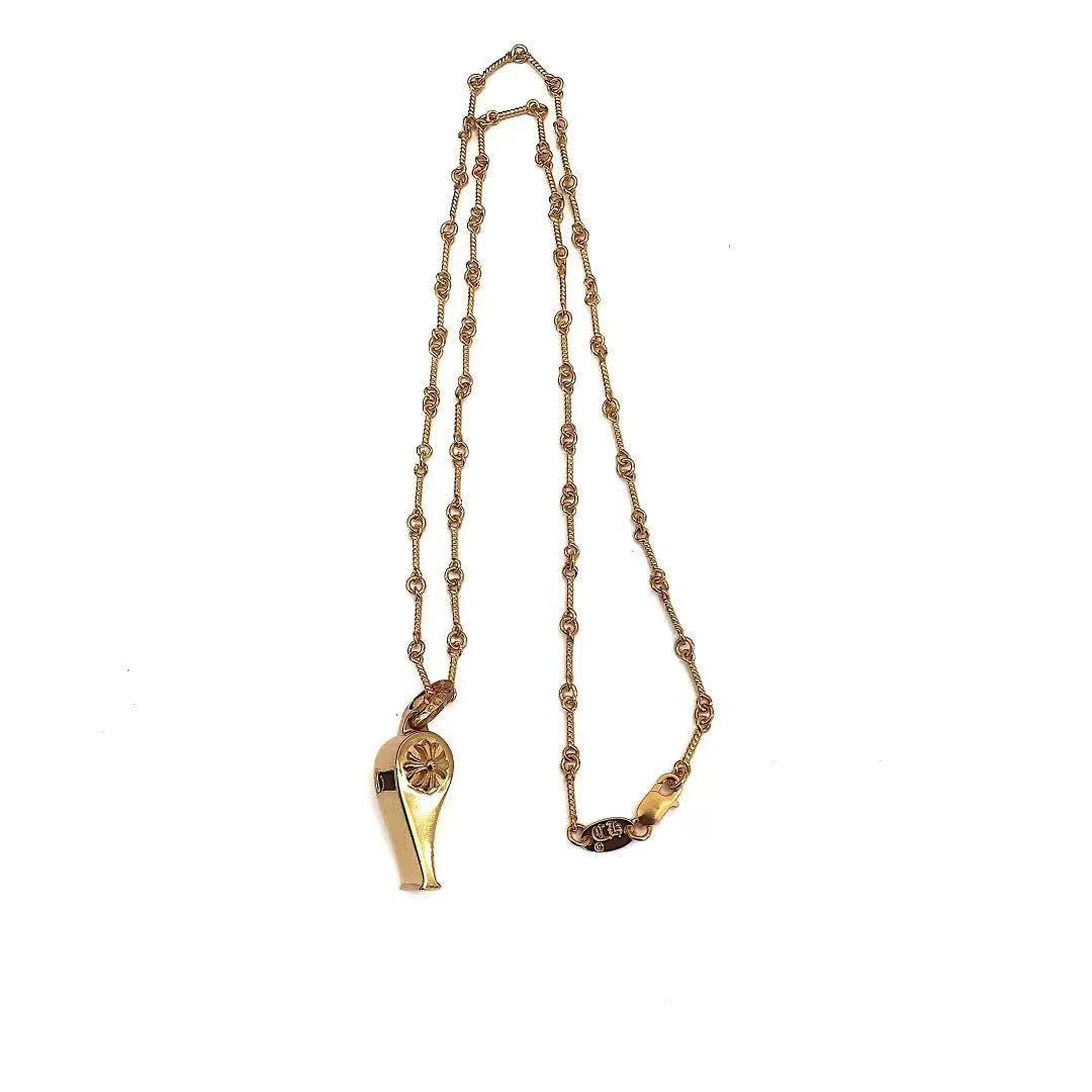 Floral Cross Whistle Pendant Necklace front product view