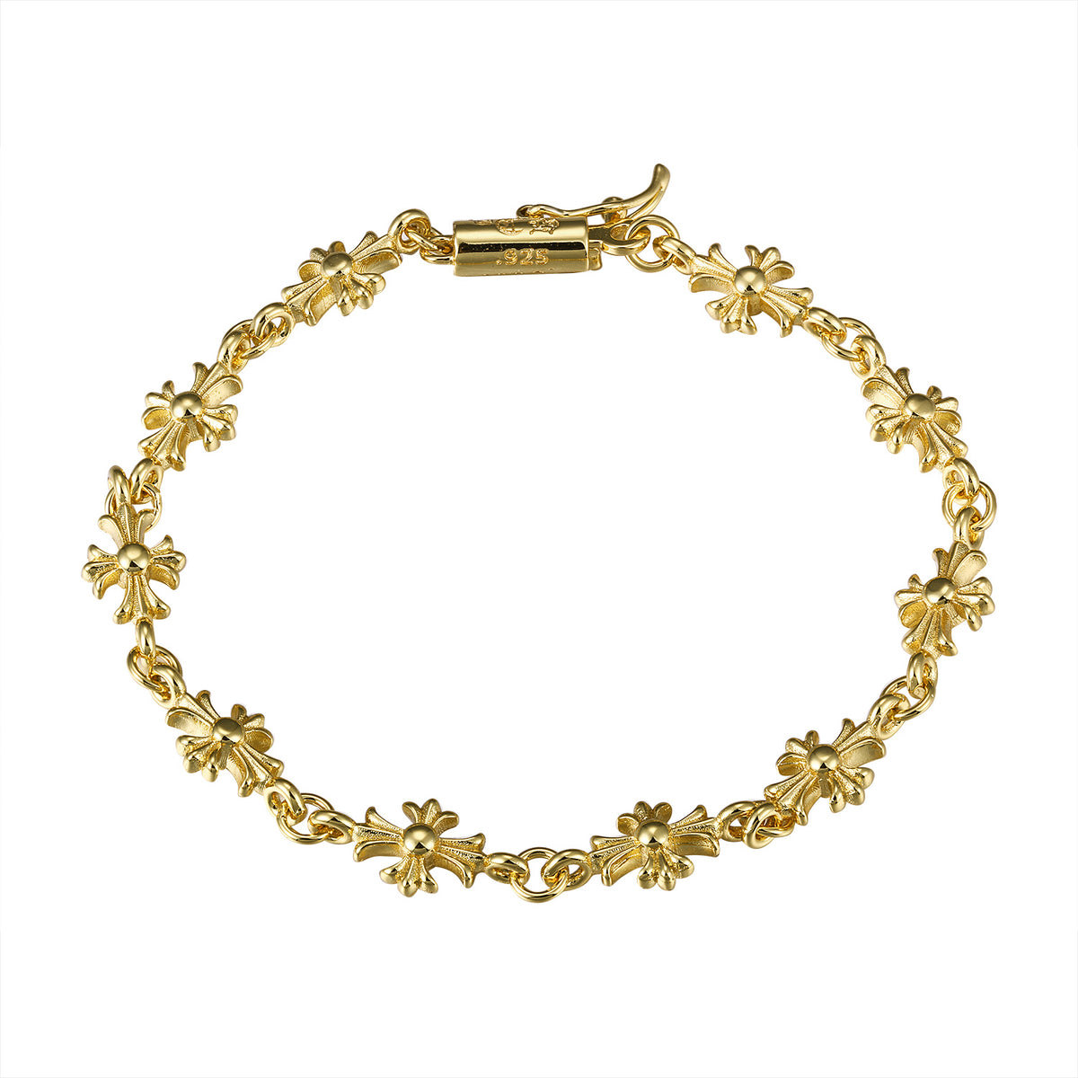 Gothic Emblem Statement Bracelet in Metal-Tone – Clear Crystal Detail front product view