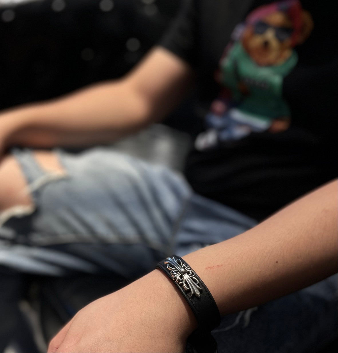 Gothic Emblem Statement Bracelet in Metal-Tone – Design 13 detail view