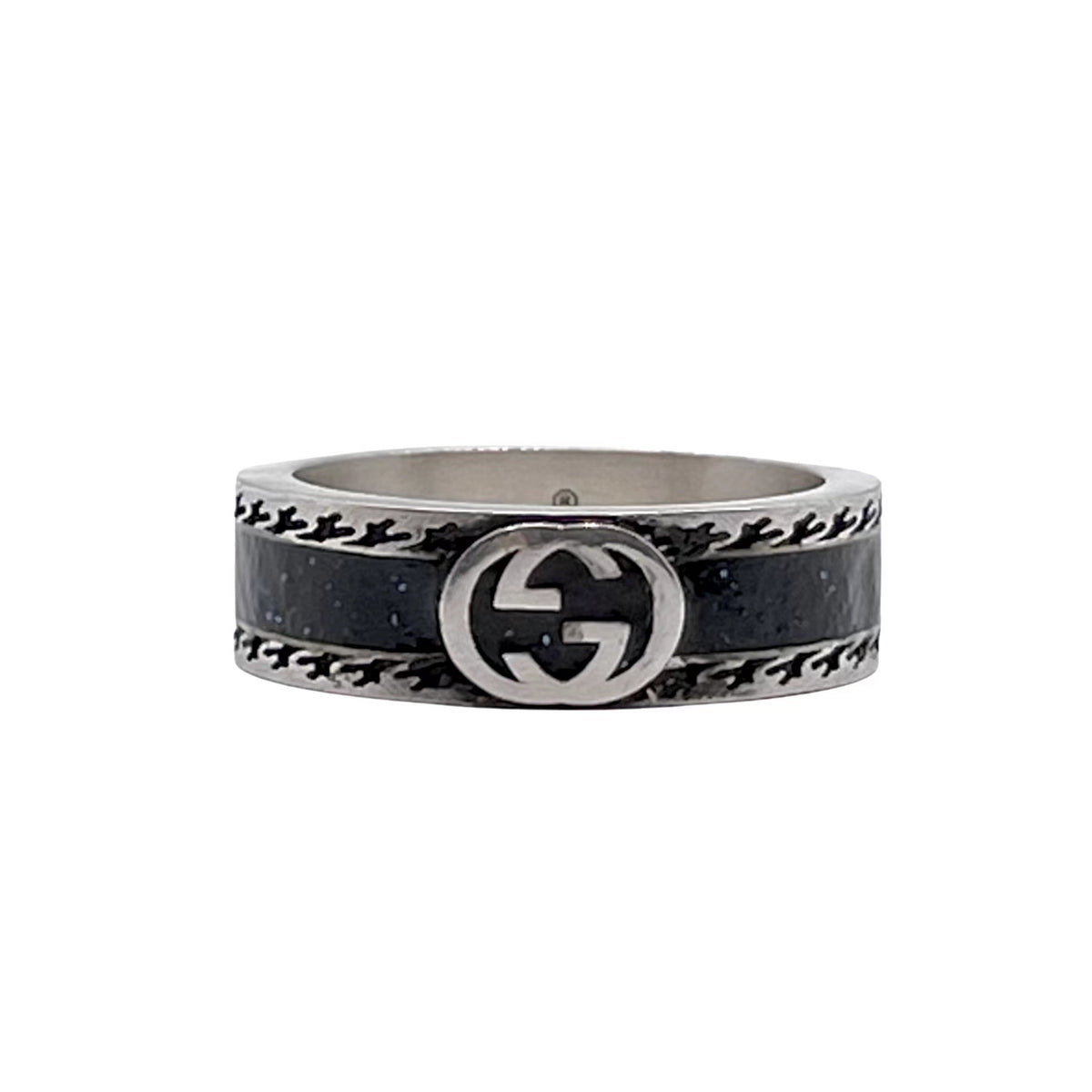 Double-G Emblem Statement Ring in Polished Metal-Tone – Vintage Detail main product view