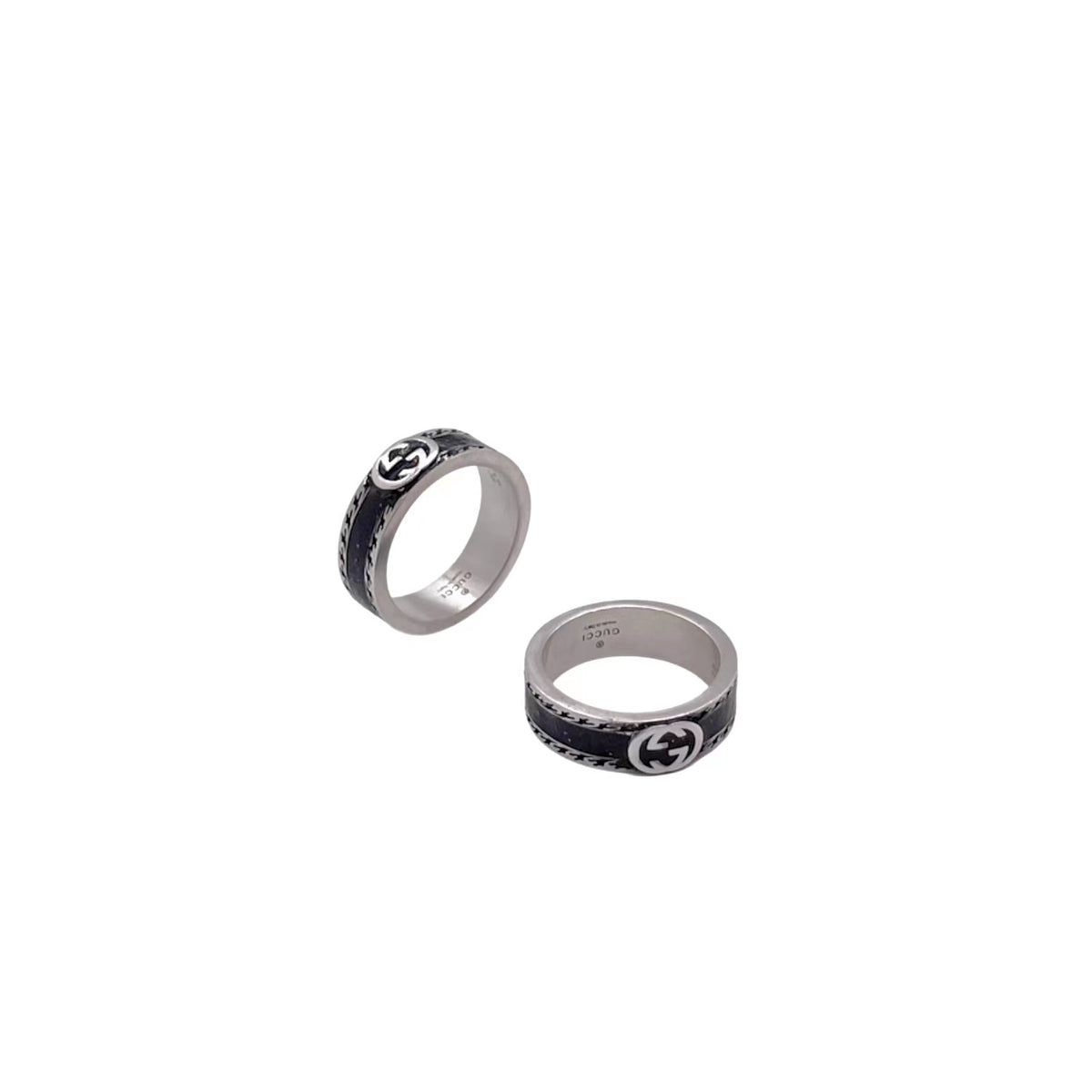 Double-G Emblem Statement Ring in Polished Metal-Tone – Vintage Detail detail view