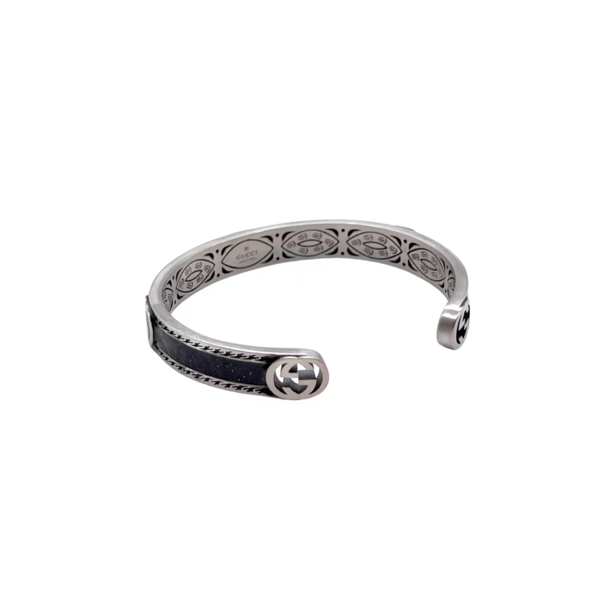 Double-G Emblem Bangle in Polished Metal-Tone – Vintage Detail detail view