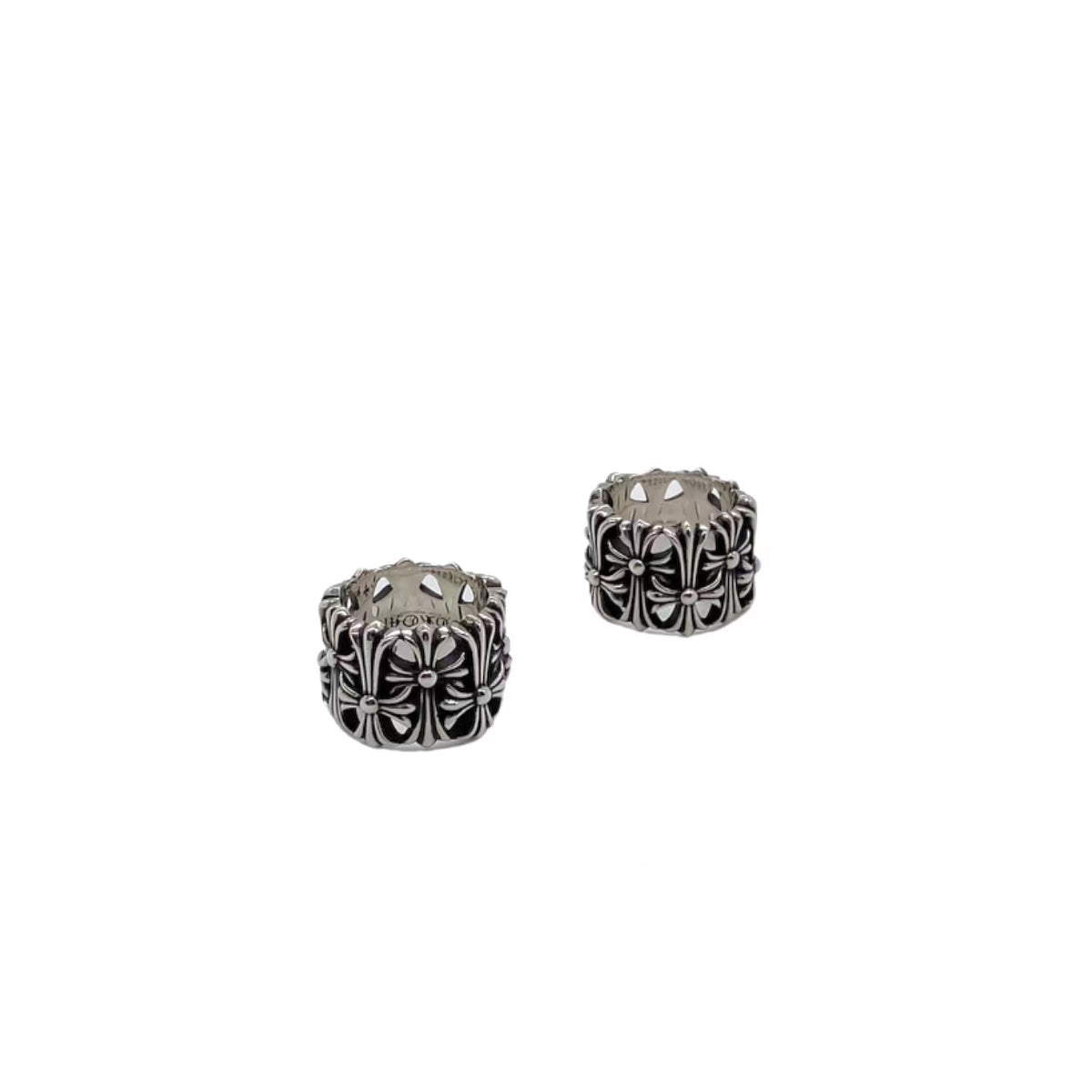 Gothic Cross Statement Ring in Antique Silver-Tone detail view
