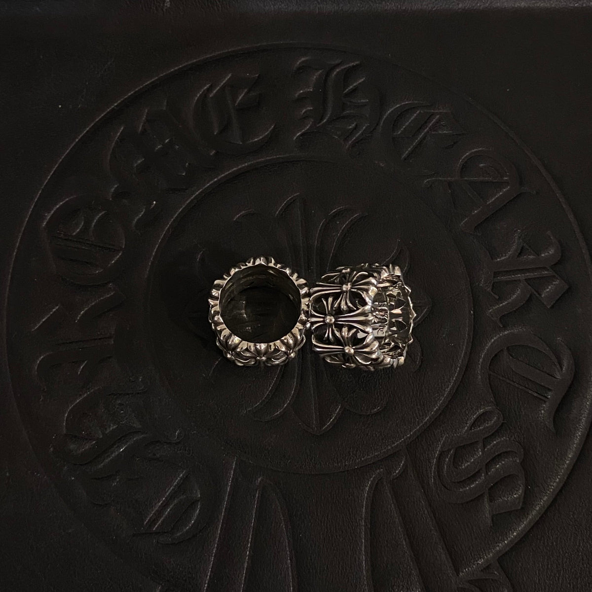 Gothic Cross Statement Ring in Antique Silver-Tone styled product view