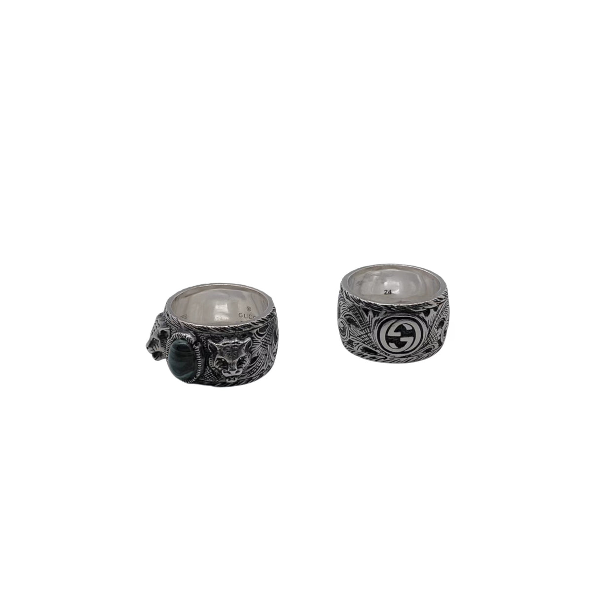 Double-G Emblem Jewelry Accessory in Polished Metal-Tone – Tiger Head Detail detail view