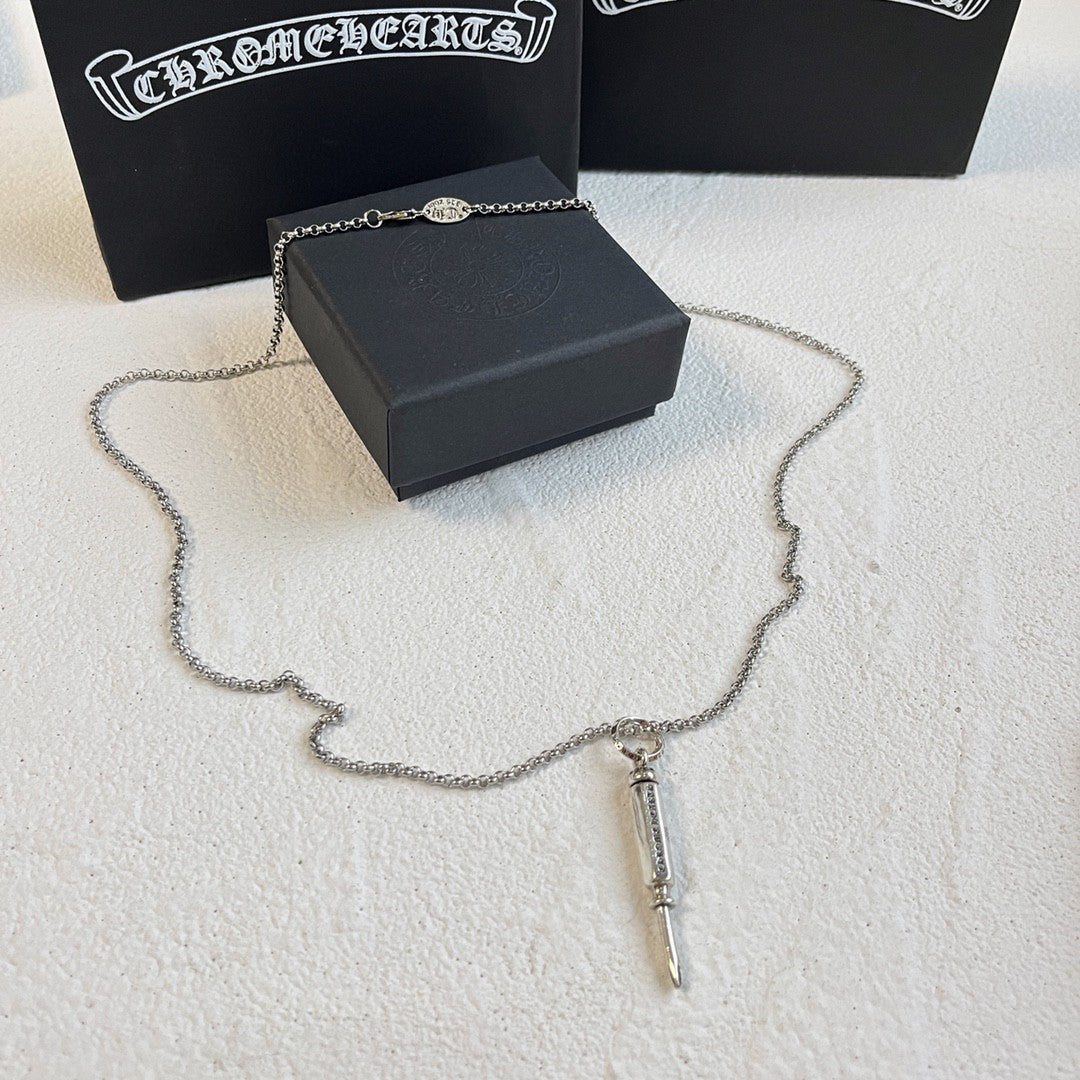 Gothic Emblem Pendant Necklace in Antique Silver-Tone – Design 16 close-up detail