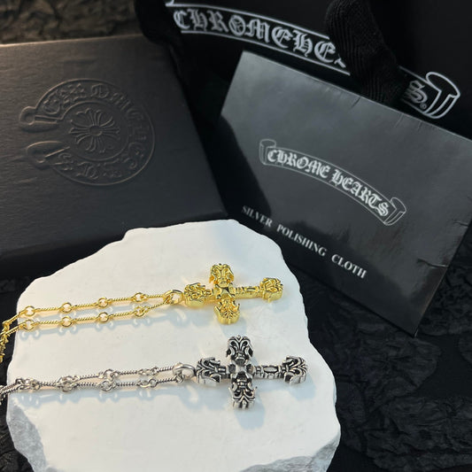 Gothic Emblem Pendant Necklace in Metal-Tone – Design 44 main product view